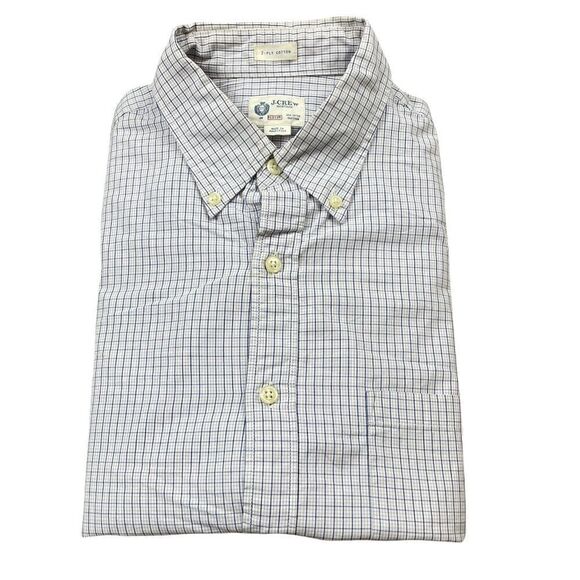 J. Crew Shirt Mens Medium Blue Checked‎ Cotton Long Sleeve Button Down - Picture 1 of 11
